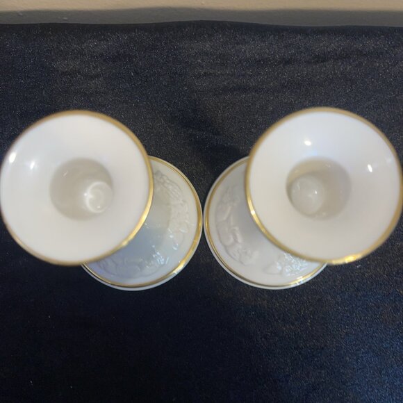 Lenox Fruits Of Life Porcelain Candlesticks Candle Holders Pair 5.25"80s Vintage - Picture 13 of 15